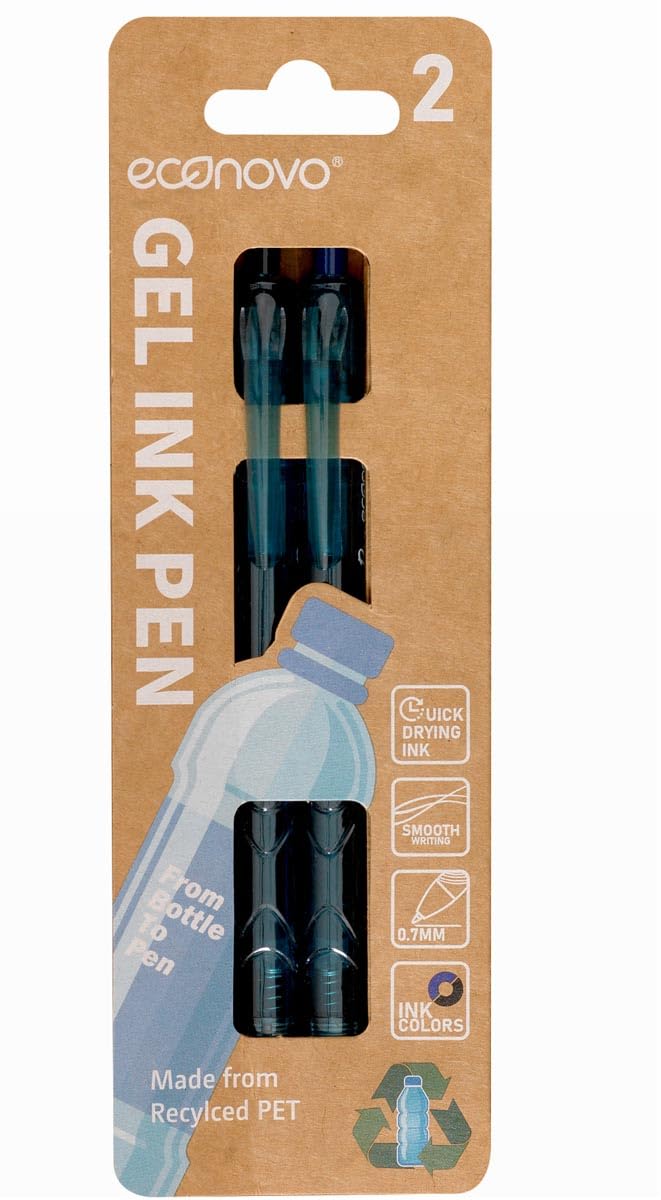 Econovo rullo gel, 0,7 mm, blister da 2 pezzi, nero-blu
