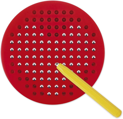 APLI Kids 19088 19088-Magnetische Lerntafel rund inklusive Magnetstift und Karteikarten z.B, Gelb, Rot, Mini (Ø141 x 25 mm