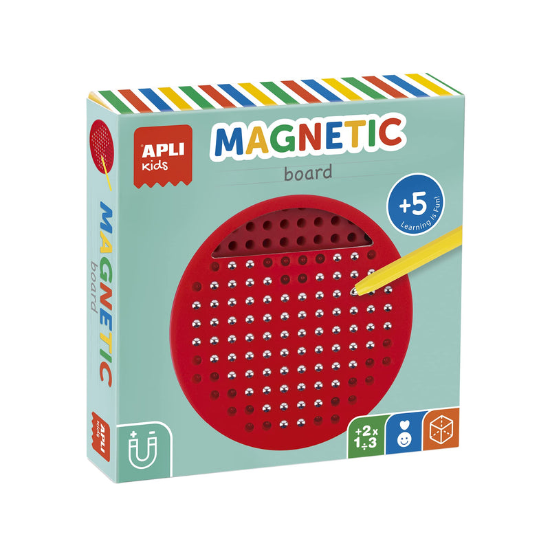 APLI Kids 19088 19088-Magnetische Lerntafel rund inklusive Magnetstift und Karteikarten z.B, Gelb, Rot, Mini (Ø141 x 25 mm