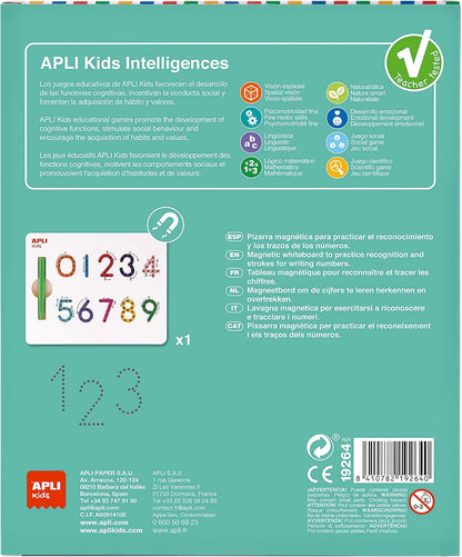 APLI Kids 19264 Magnetische Lerntafel – Zahlen 123 – Lernen Sie die Zahlen von 0 bis 9, inklusive Magnetstift