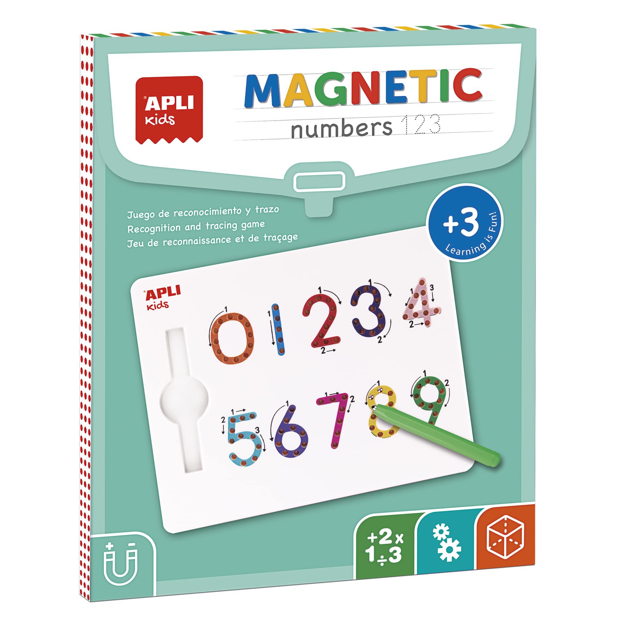 APLI Kids 19264 Magnetische Lerntafel – Zahlen 123 – Lernen Sie die Zahlen von 0 bis 9, inklusive Magnetstift