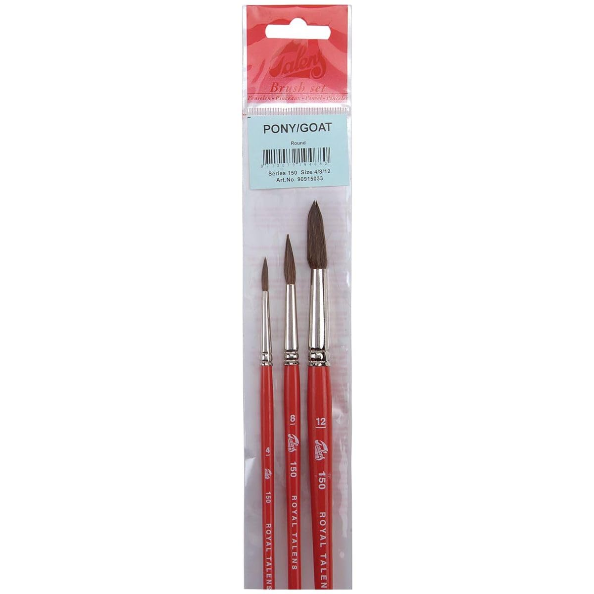 Talens Set van 3 penselen S150, zwart, metallic, oranje, 0 stuks, 3 x rond 4, 8, 16 (polyester) (9915033