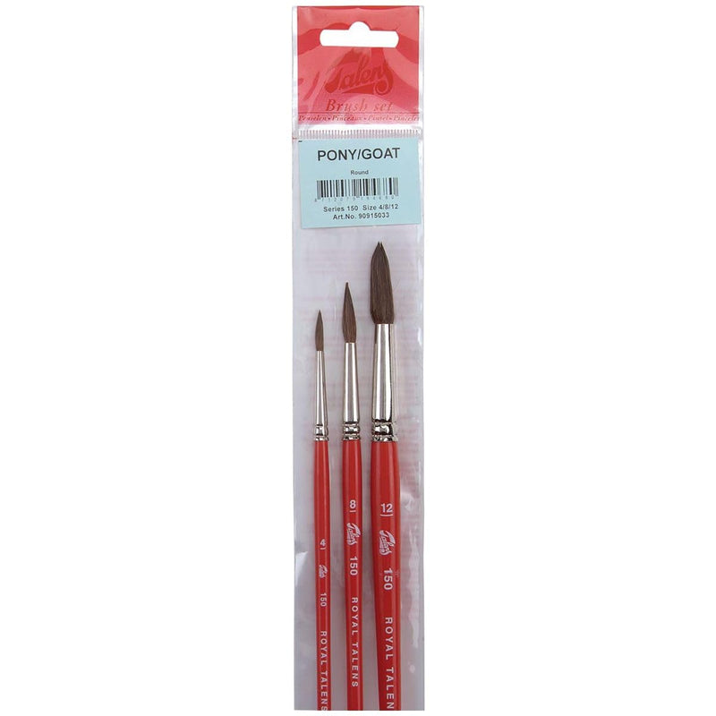 Talens Set van 3 penselen S150, zwart, metallic, oranje, 0 stuks, 3 x rond 4, 8, 16 (polyester) (9915033