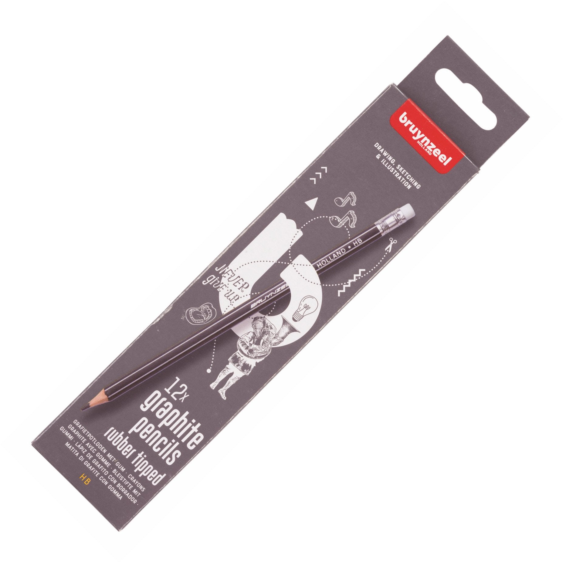 Bruynzeel - Bruynzeel Teens Hb Grafietpotlood met Gumtip Set 12