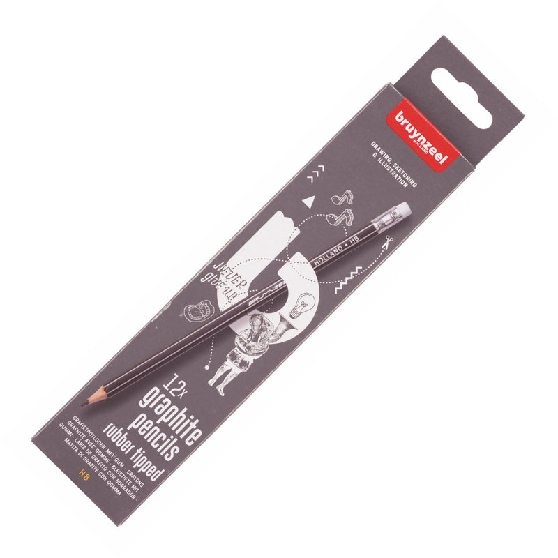 Bruynzeel - Bruynzeel Teens Hb Grafietpotlood met Gumtip Set 12