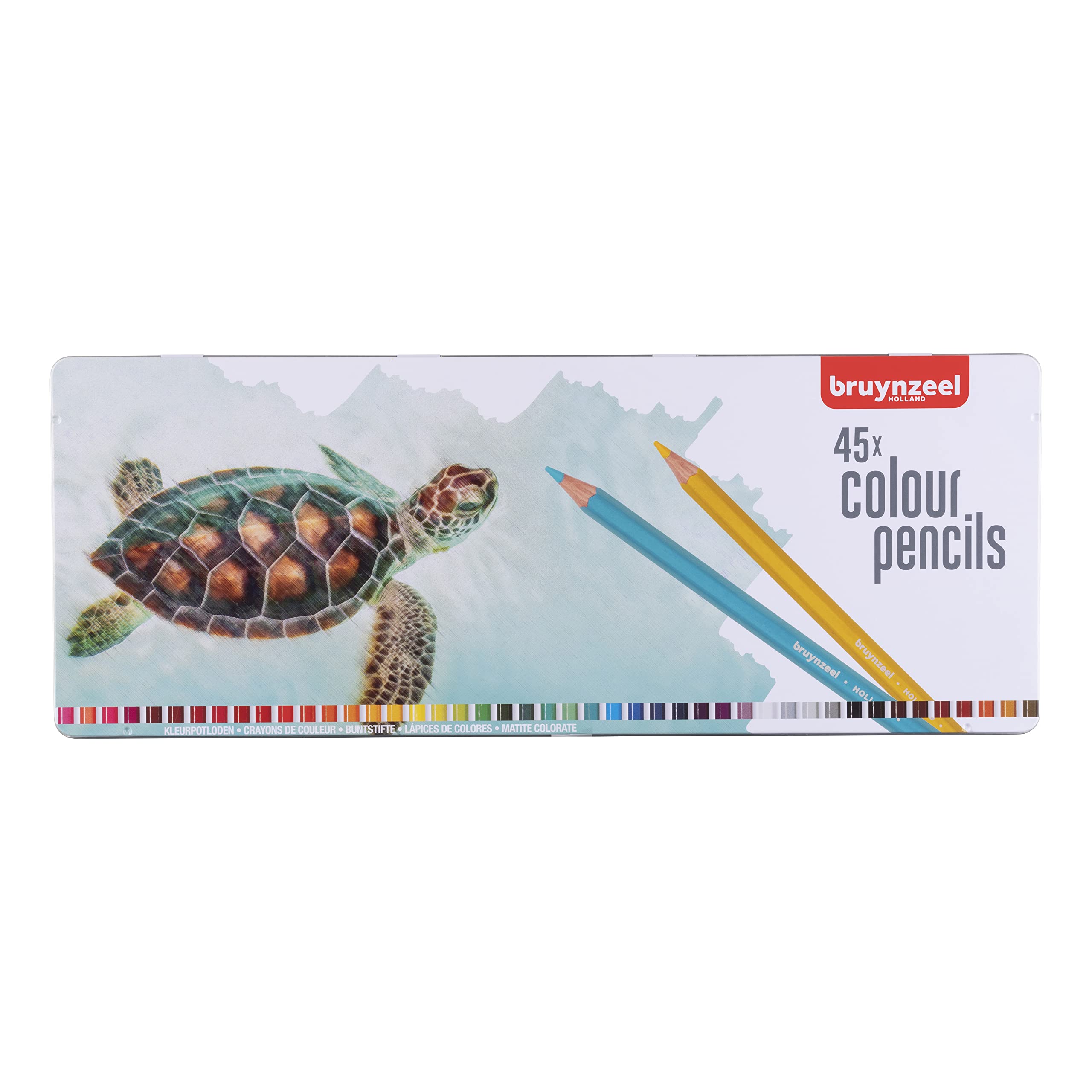 Bruynzeel Kleurpotloden Set van 45 Kleuren in Blik voor Tekenen, Kleurboeken voor Volwassenen, Bullet Journaling | Schildpad