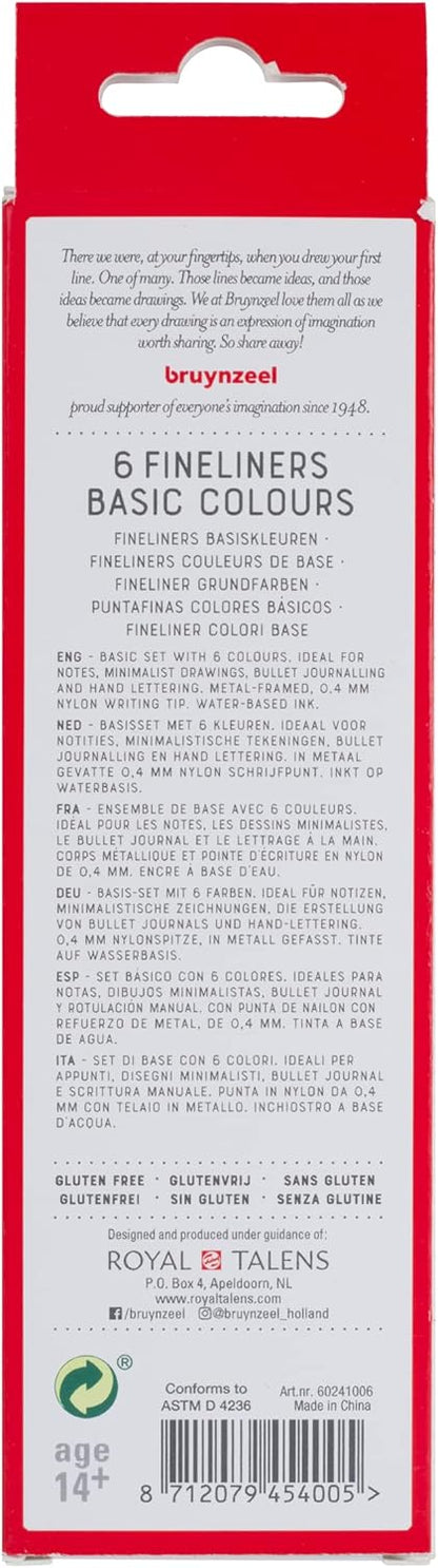 Bruynzeel Royal Talens Fineliner, Set van 6 (60241006