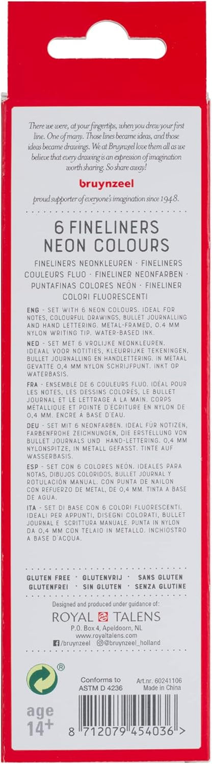 Bruynzeel - Bruynzeel Fineliner Set Neon 6 Kleuren