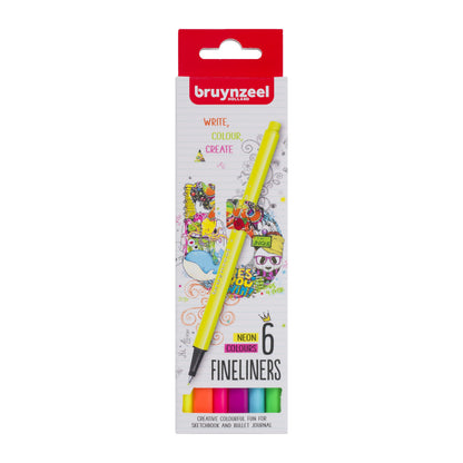 Bruynzeel - Bruynzeel Fineliner Set Neon 6 Kleuren