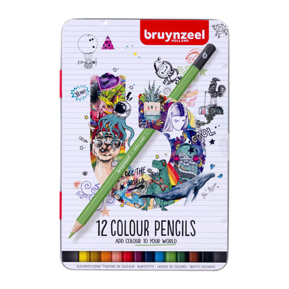 Bruynzeel - Bruynzeel Kleurpotloden Blik 12 Kleuren