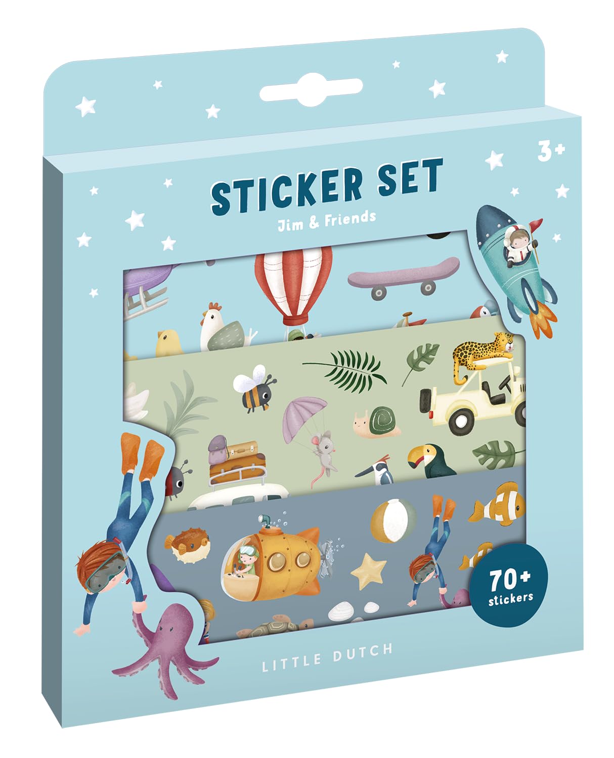 Little Dutch - Little Dutch Stickerdoos Jim & Friends 3 Vellen