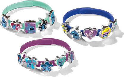 TM ESSENTIALS Stitch Bracelet Set of 18 Charms for Kids | Yellow Blue and Red Charm Bracelets for Creative DIY - Unique Jewellery Fun with Cute Stitch Motifs, 14 Cm, Rubber, No Gemstone Suits Ages 4+