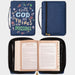 Christian Art Gifts Men/Women's Bible Cover with God All Things are Possible Matthew 19:26, Blue Floral Canvas