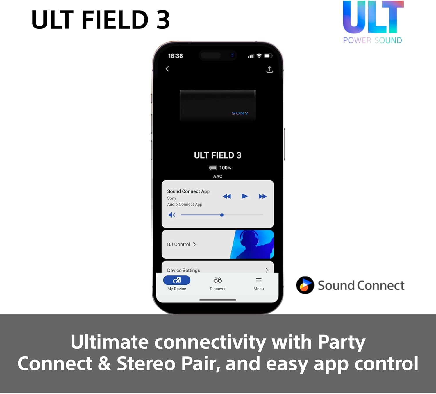Sony ULT FIELD 3 - Portable Bluetooth Speaker with ULT POWER SOUND, 24hr Battery, IP67, Waterproof, Dustproof, Shockproof, Detachable Shoulder Strap, Compact