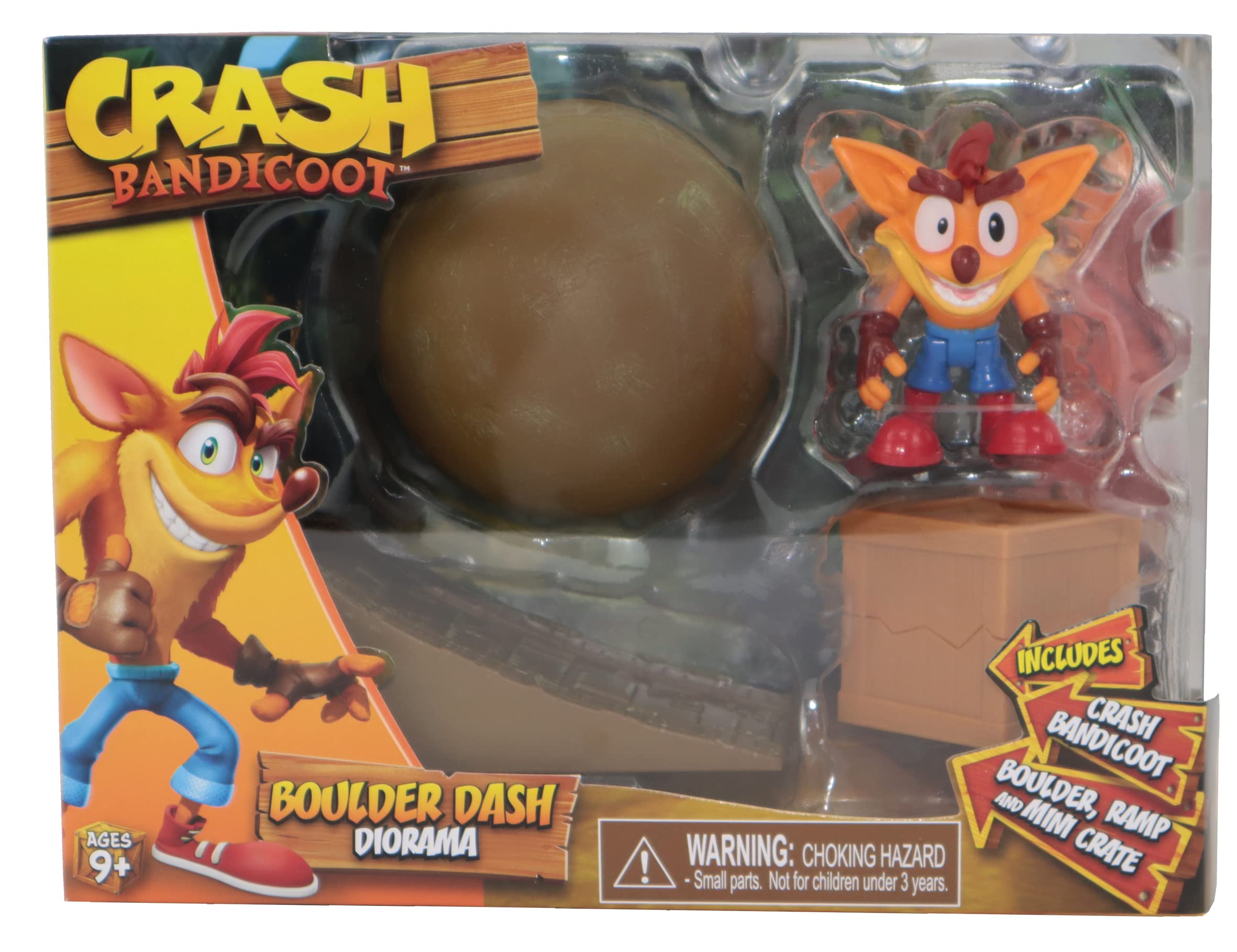Crash Bandicoot Bandai Boulder Dash Diorama | Play Set Includes 6cm Crash Collectable Figure With Boulder Ramp And Crate Based On Video Games | Great Girls And Boys Toys