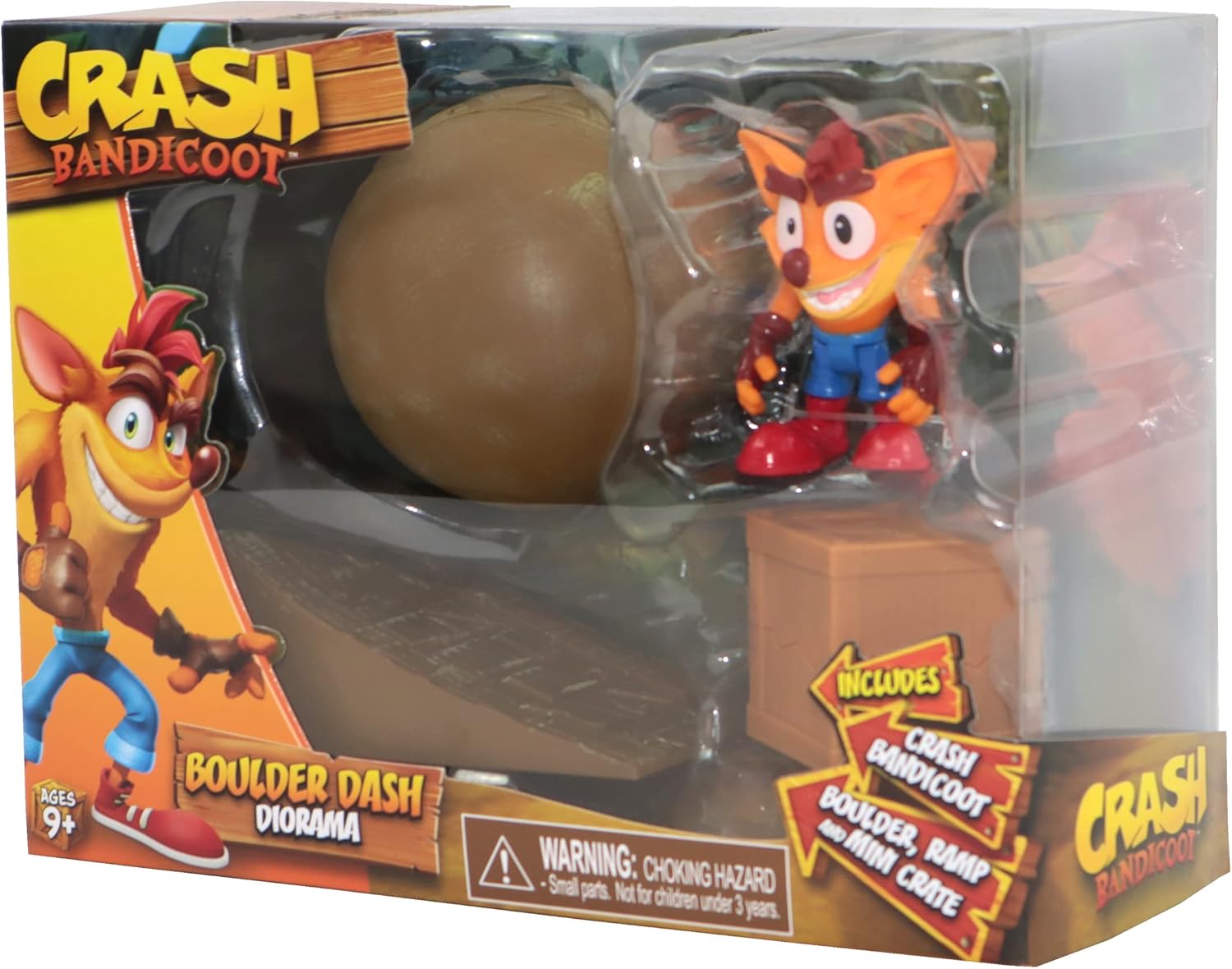 Crash Bandicoot Bandai Boulder Dash Diorama | Play Set Includes 6cm Crash Collectable Figure With Boulder Ramp And Crate Based On Video Games | Great Girls And Boys Toys