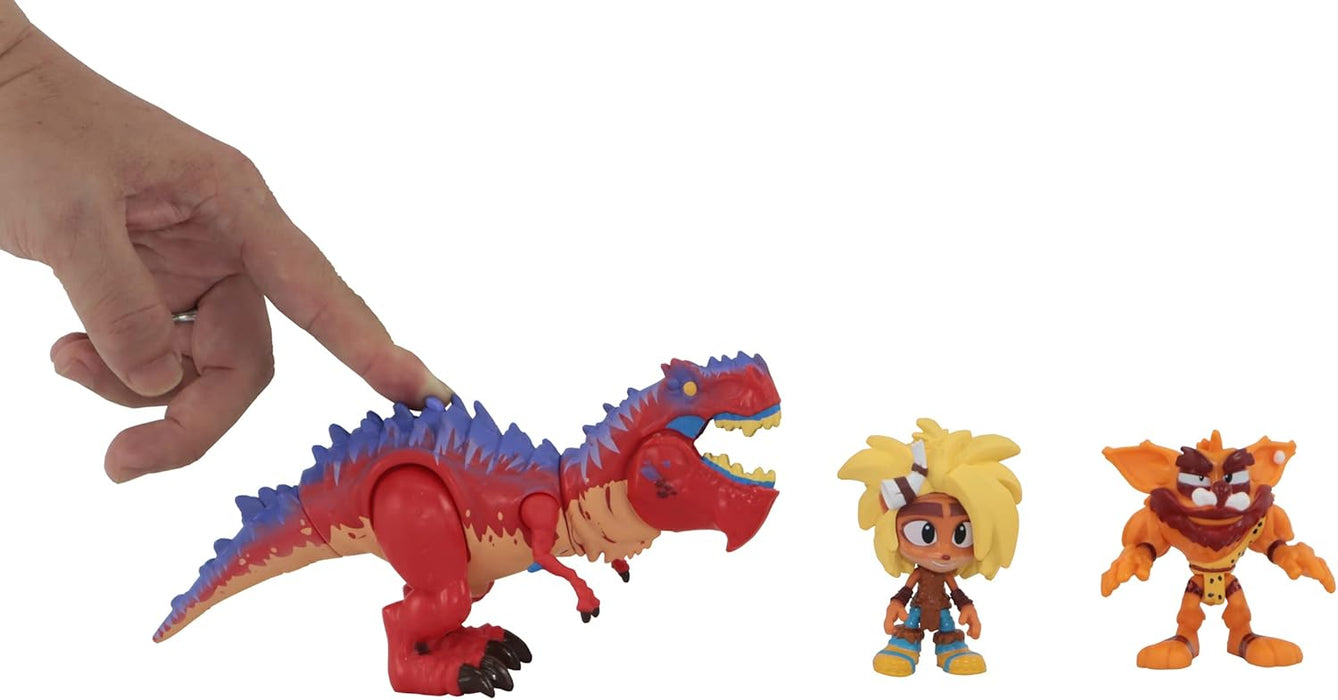 Crash Bandicoot Bandai Dino Dash Diorama | Play Set Includes 2 6cm Crash And Coco Collectable Figures And A Chomp Action Dinosaur Toy Based On Video Games | Great Girls And Boys Toys