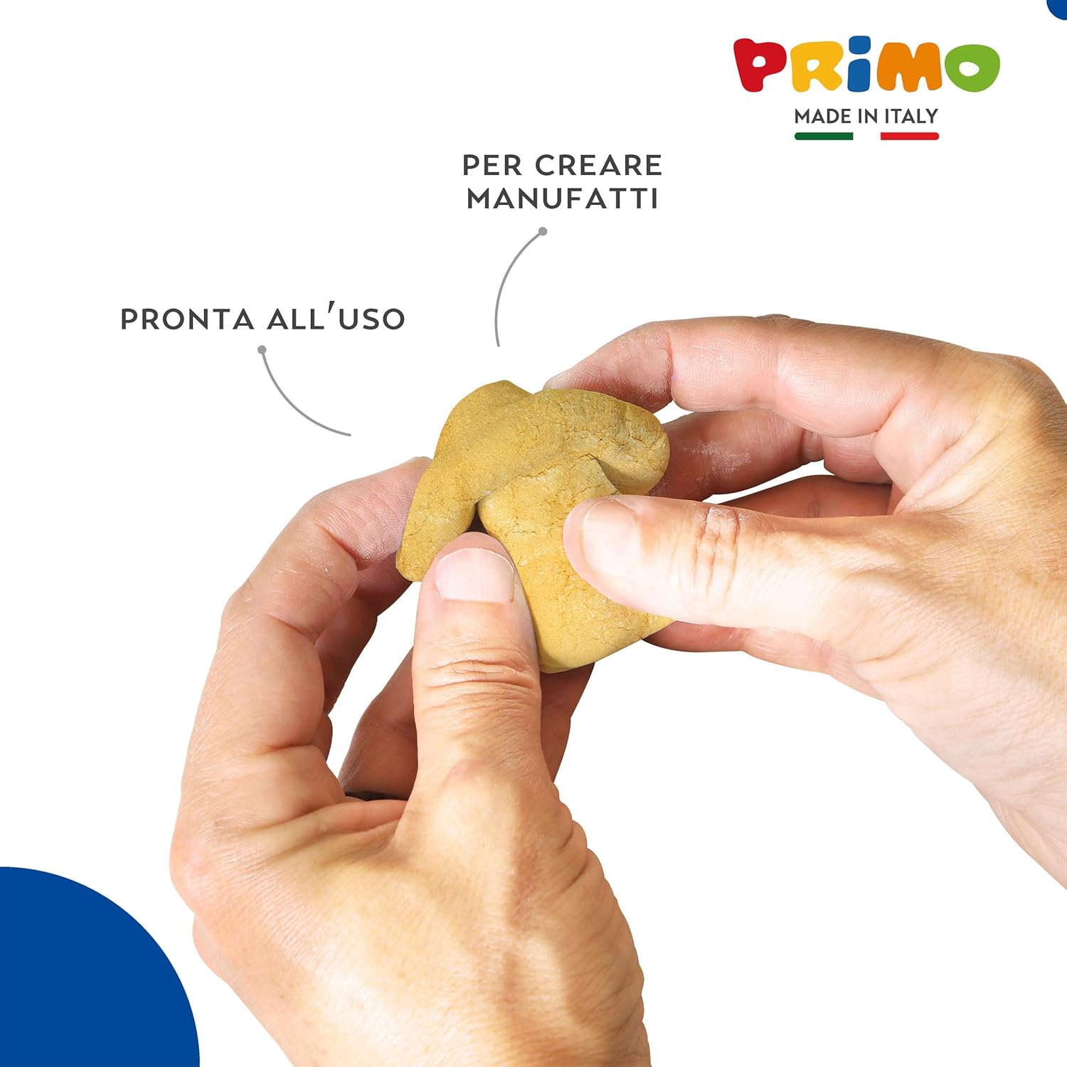 PRIMO - Pasta Modellabile Dermatologicamente Testata 250g Inodore Vegan, Panetto Simil Argilla da Modellare senza Microplastiche, Giochi Bambini 3 Anni Lavoretti Creativi, Asciuga all'Aria, no Cottura