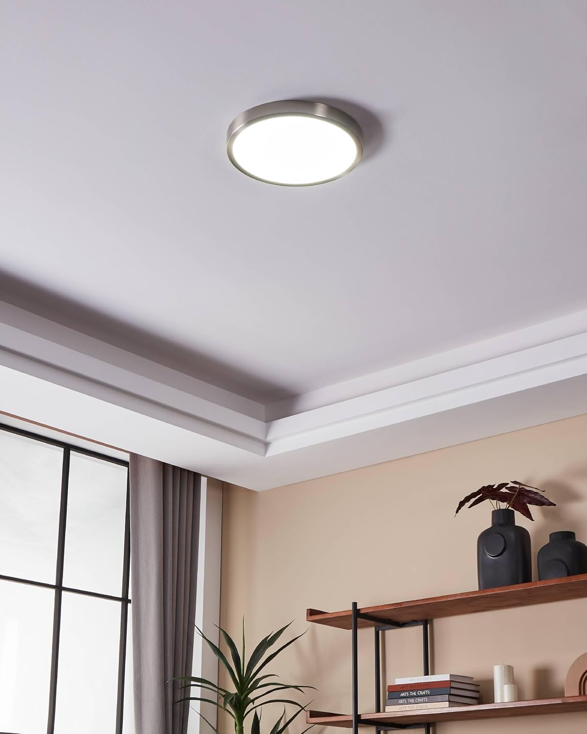 Eglo Fueva-Z Smart Ceiling Light +28.5 – Brushed Steel – Zigbee & Bluetooth