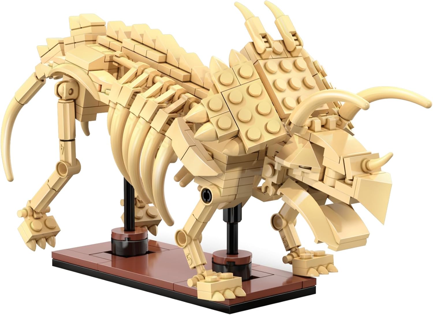 CaDA Triceratops Dinosaur Skeleton - 272 Piece Brick Model Kit C59013W | A museum style dinosaur fossil display