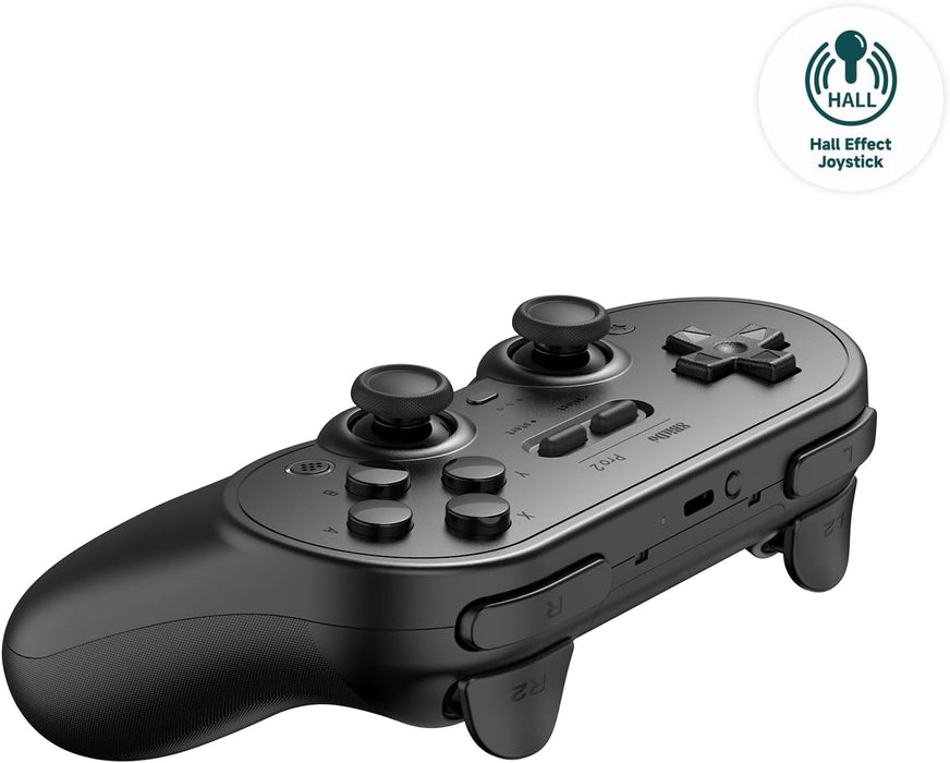 8Bitdo Pro 2 Bluetooth Controller for Switch, Hall Effect Joystick Update, Wireless Gaming Controller for Switch, PC, Android, and Steam Deck & Apple (Black Edition