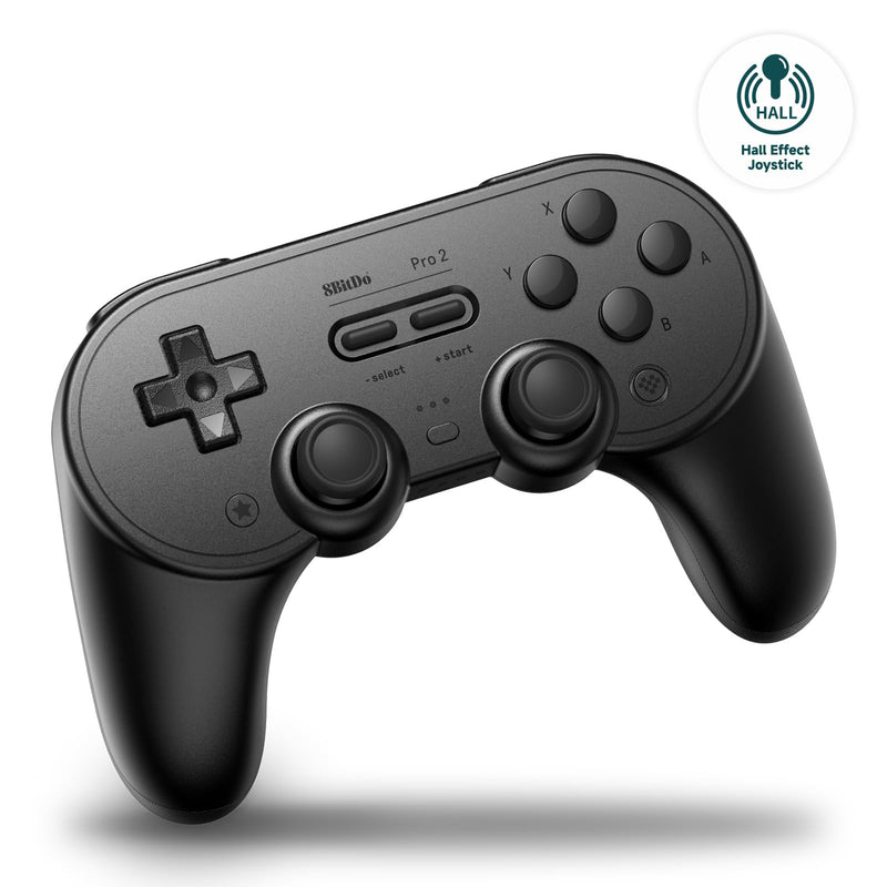 8Bitdo Pro 2 Bluetooth Controller for Switch, Hall Effect Joystick Update, Wireless Gaming Controller for Switch, PC, Android, and Steam Deck & Apple (Black Edition