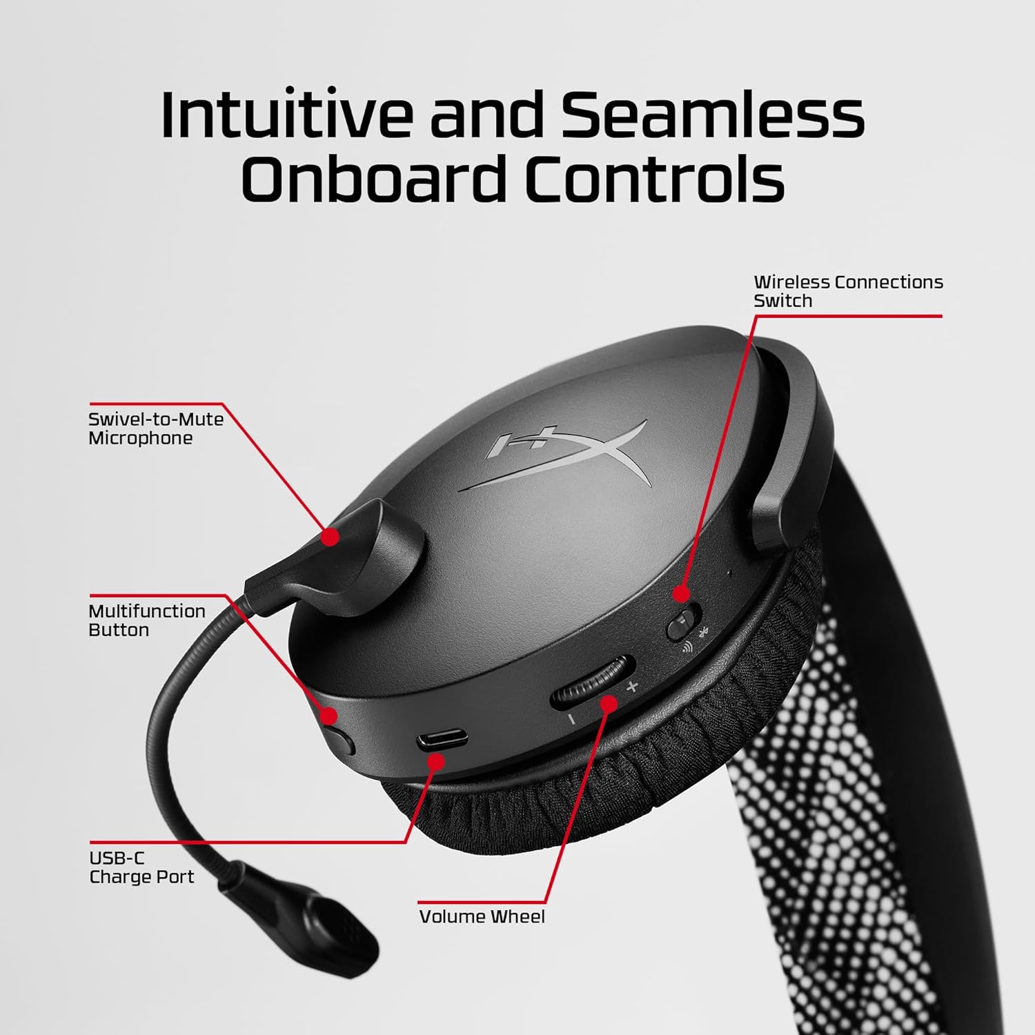 HyperX Cloud Jet - Cuffie da gioco Dual Wireless da 2,4 GHz e Bluetooth, PC, Mac, PS5, PS4, driver da 40 mm, durata della batteria 25 ore, microfono girevole a mute, design leggero, nero