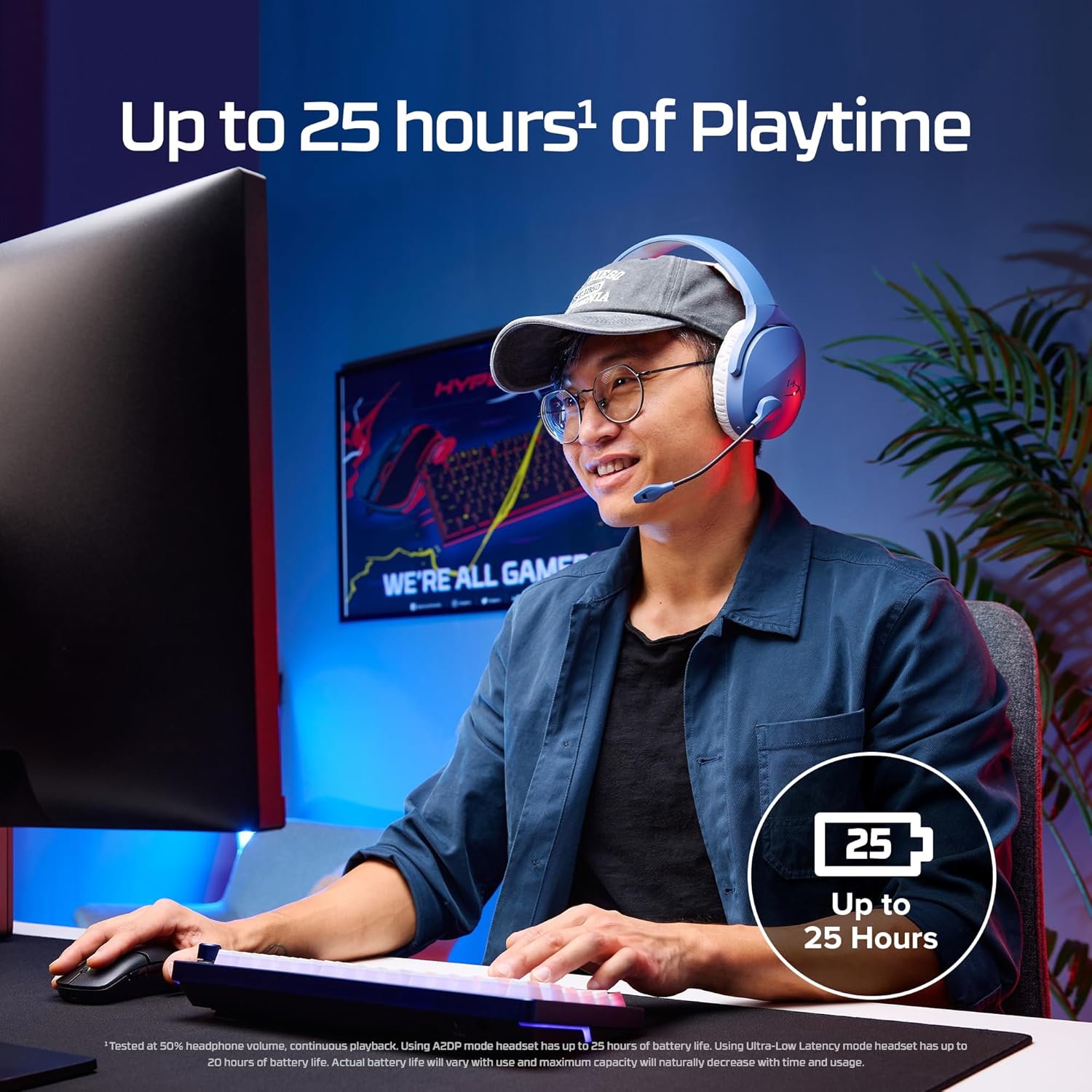 HyperX Cloud Jet - Cuffie da gioco Dual Wireless da 2,4 GHz e Bluetooth, PC, Mac, PS5, PS4, driver da 40 mm, durata della batteria 25 ore, microfono girevole a mute, design leggero, nero