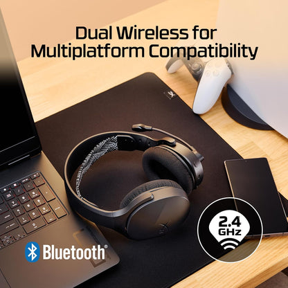 HyperX Cloud Jet - Cuffie da gioco Dual Wireless da 2,4 GHz e Bluetooth, PC, Mac, PS5, PS4, driver da 40 mm, durata della batteria 25 ore, microfono girevole a mute, design leggero, nero