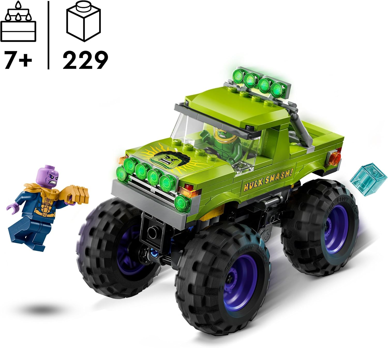 LEGO Marvel The Hulk Truck vs. Thanos - Super Hero Building Toy with a Monster Truck plus 2 Minifigures & Accessories incl. an Infinity Gauntlet - Collectible Set for 7+ Year Old Boys & Girls - 76312