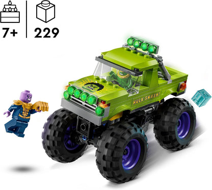 LEGO Marvel The Hulk Truck vs. Thanos - Super Hero Building Toy with a Monster Truck plus 2 Minifigures & Accessories incl. an Infinity Gauntlet - Collectible Set for 7+ Year Old Boys & Girls - 76312