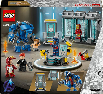 LEGO Marvel Iron Man’s Laboratory: Hall of Armour - Super Hero Building Toy with a Mech Figure, 5 Minifigures incl. Aldrich Killian & a Dum-E Robot - Avengers Gift for 8+ Year Old Boys & Girls 76315