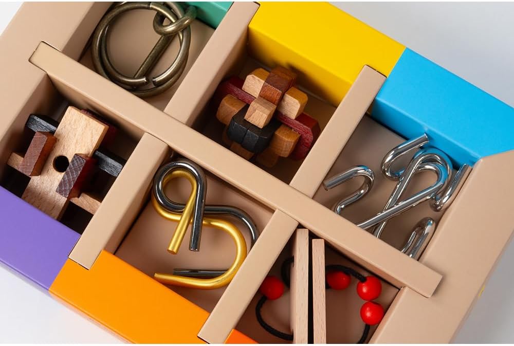 Recent Toys RT5144 Brain Puzzle Set of 6, Brown