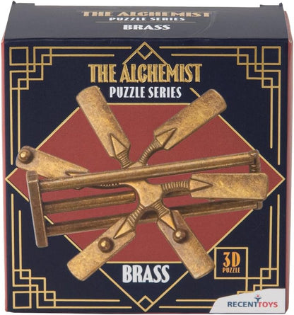 Recent Toys The Alchemist Puzzle - Brass - Metal Brain teaser disentanglement puzzle for adults and teenagers, gifts for teenagers