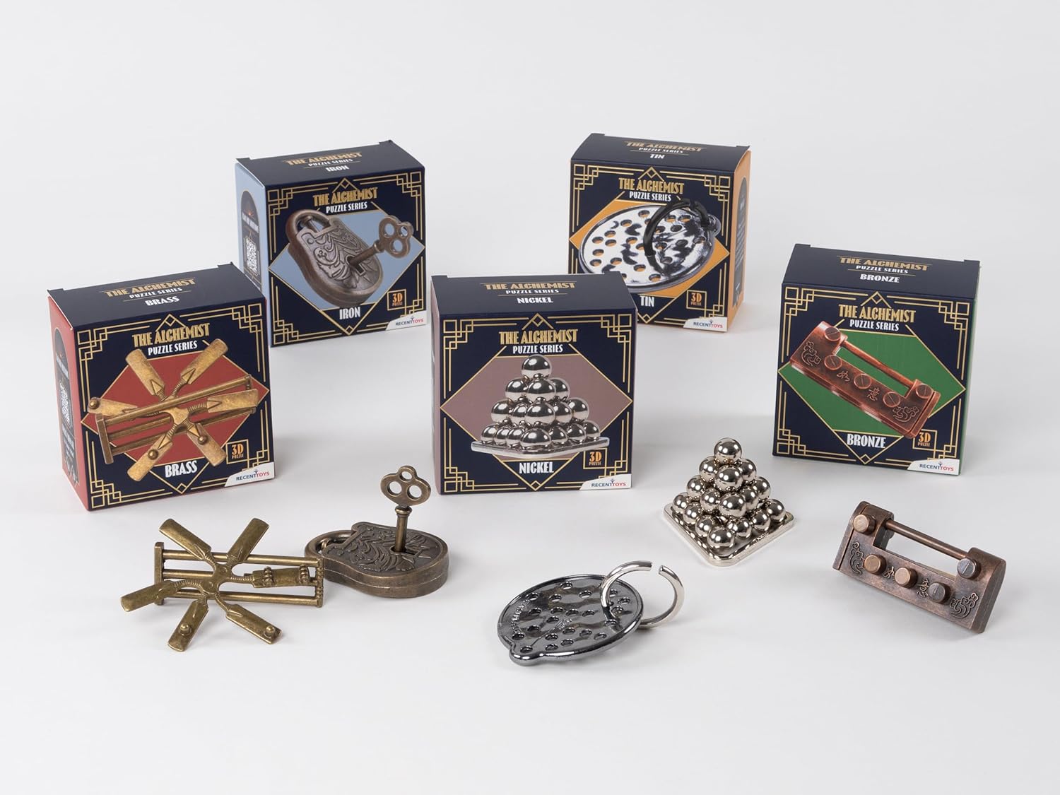 Recent Toys The Alchemist Puzzle - Bronze - Metal Brain teaser disentanglement puzzle for adults and teenagers, gifts for teenagers