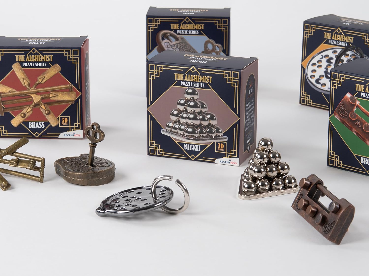 Recent Toys The Alchemist Puzzle - Nikkel - Metalen hersenkraker ontwarring puzzel voor volwassenen en tieners, cadeaus voor tieners
