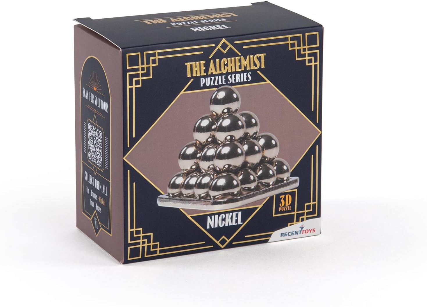 Recent Toys The Alchemist Puzzle - Nikkel - Metalen hersenkraker ontwarring puzzel voor volwassenen en tieners, cadeaus voor tieners