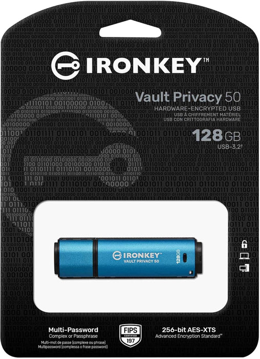 Kingston IronKey Vault Privacy 50 FIPS 197 Certified & XTS-AES 256-bit Encrypted USB Drive for Data Protection - IKVP50/