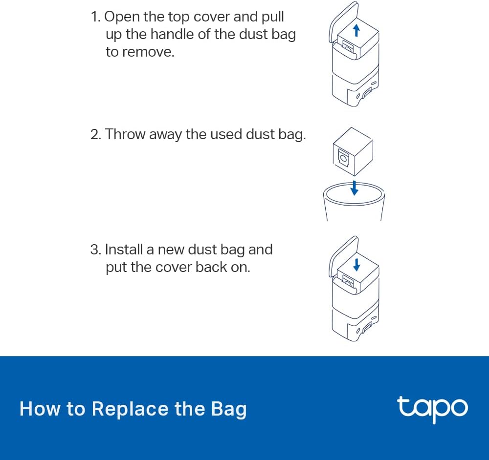 Tapo Rva200 - Dust Bag - For Automatic Emptying Station (Pack Of 3) - For Tapo Rv10 Plus V1, Rv30 Plus V1