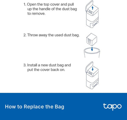 Tapo Rva200 - Dust Bag - For Automatic Emptying Station (Pack Of 3) - For Tapo Rv10 Plus V1, Rv30 Plus V1