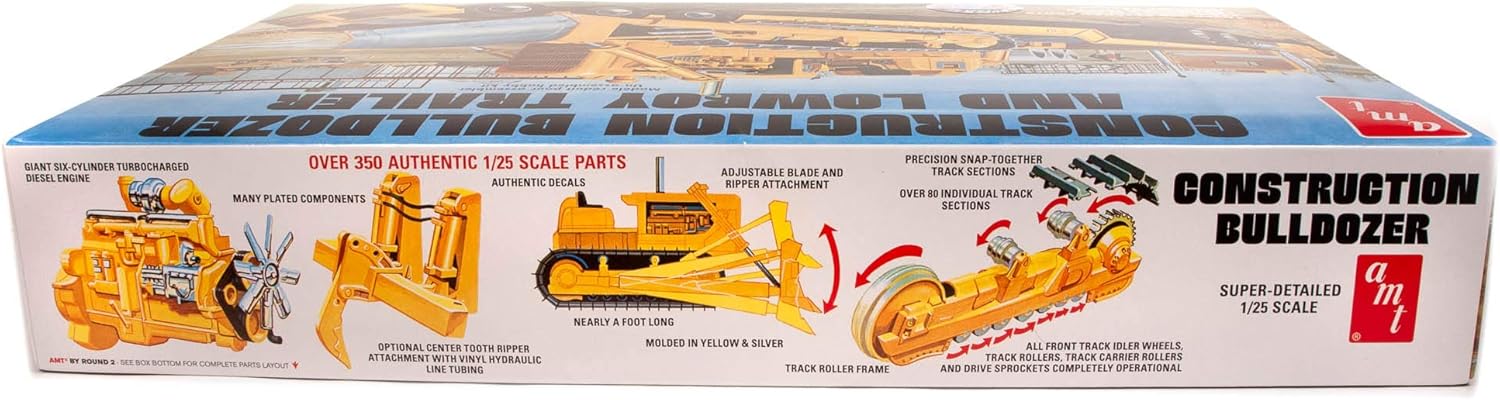 AMT Lowboy Trailer & Bulldozer Combo 1:25 Scale Model Kit (AMT1218),Black