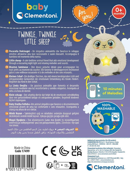 Clementoni Twinkle Twinkle Little Sheep with Lights, 17499, Soft Plush for Toddlers 0+