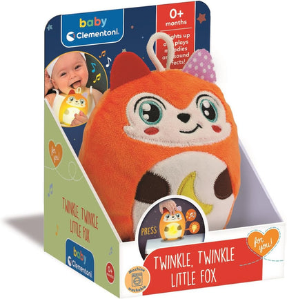 Clementoni Baby for You – Twinkle Twinkle Little Fox, Zorro con Luces y Sonidos relajantes, Soporte para sueño Sereno (17555