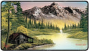 Ultra PRO - Bob Ross Mountain Retreat Black Stitched Playmat, Gaming Mat, Card Games, Tabletop Game Accessories, Oversize Mousepad, Office, Bob Ross Art Collectible, Non-Slip Playmat, Gaming