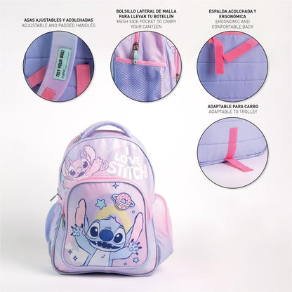 School Bag Stitch Lilac 32 X 5,5 X 45 Cm