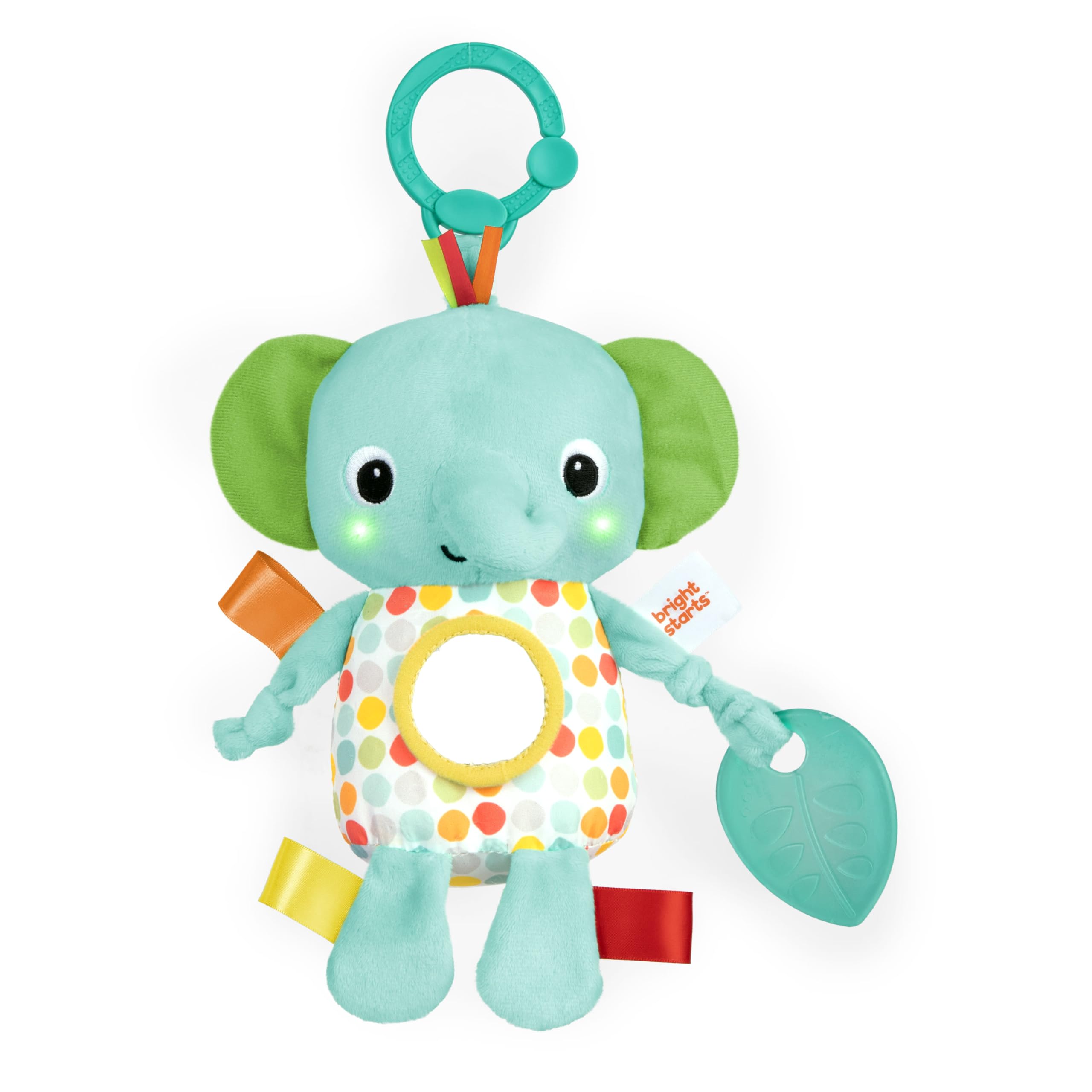 Bright Starts, Huggin' Lights muziekspeelgoed, olifant, pluche, ideaal voor kinderwagen of ligstoel, uniseks, 0-6 maanden