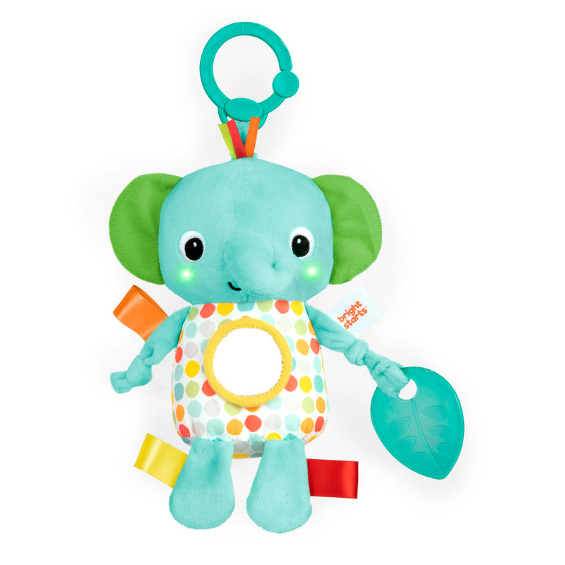 Bright Starts, Huggin' Lights muziekspeelgoed, olifant, pluche, ideaal voor kinderwagen of ligstoel, uniseks, 0-6 maanden
