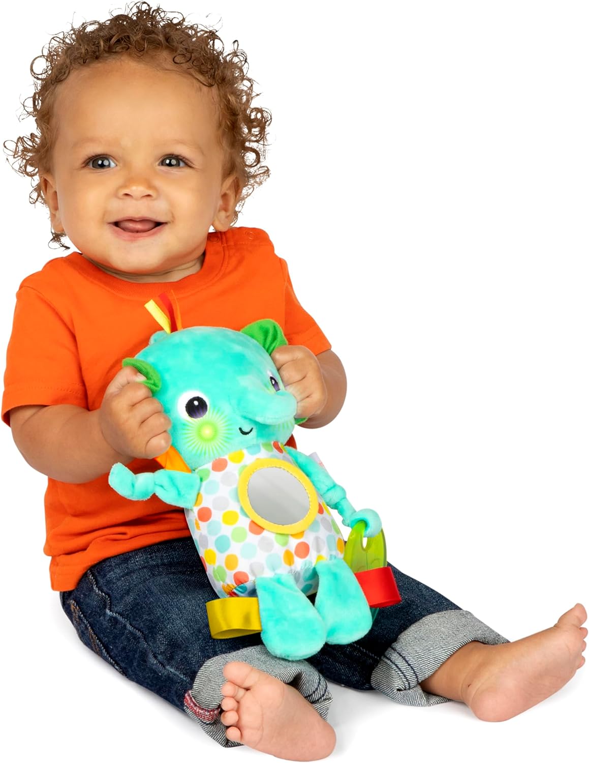 Bright Starts, Huggin' Lights muziekspeelgoed, olifant, pluche, ideaal voor kinderwagen of ligstoel, uniseks, 0-6 maanden