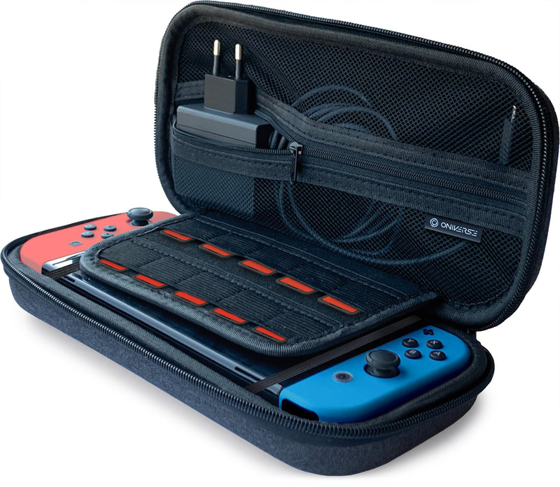 Oniverse Beschermhoes voor Nintendo Switch, Switch OLED, Switch Lite, Schokbestendig, met Handvat, Zachte Fluwelen Binnenkant tegen Krassen, Accessoirevak. Grijze Draagtas