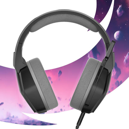 Oniverse Gaming Headset compatible with PS5 PS4 Switch One PC Mac with Adjustable Mic, LED, 50 mm Speakers, Breathable Fabric Pads, Nebula Wired Stereo Gamer Headset (Infinite Black/Black